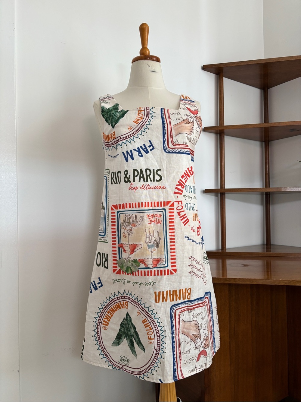 Linen & Cotton Printed Mini Dress, Made in Italy